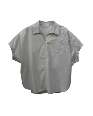 FLORAL EMBROIDERED SHIRT - POLLEN/ EGGSHELL