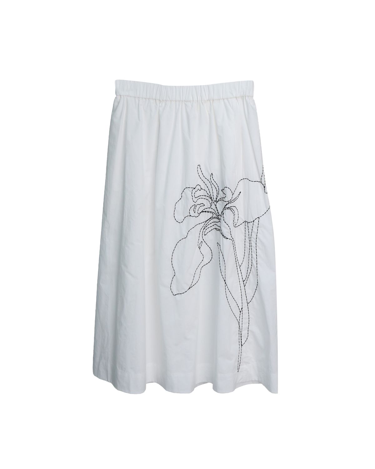 EMBROIDERED SKIRT - EGGSHELL/BLACK