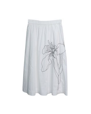 EMBROIDERED SKIRT - EGGSHELL/BLACK