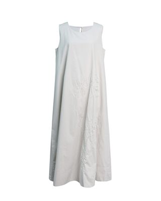 EMBROIDERED A-LINE DRESS - POLLEN/EGGSHELL