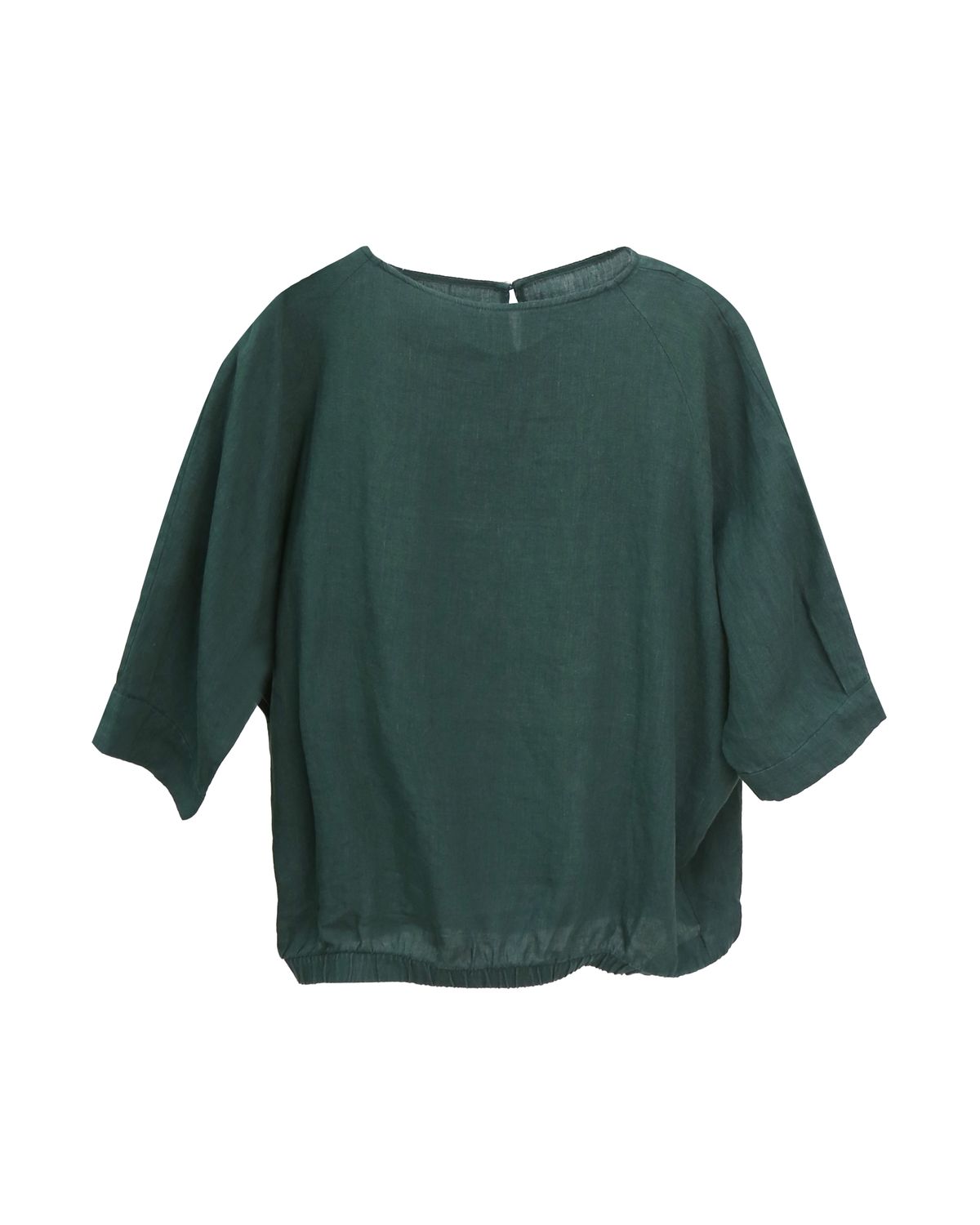 BUBBLE HEM TOP - DARK GREEN
