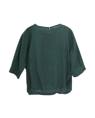 BUBBLE HEM TOP - DARK GREEN