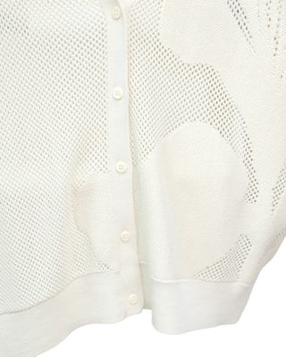 FLORAL PATTERN KNITTED CARDIGAN - ALMOND