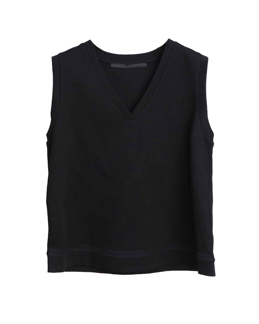 COTTON V-NECK VEST - BLACK