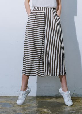 STRIPED CULOTTES - CACAO/EGGSHELL