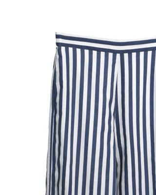 STRIPED STRAIGHT LEG PANTS - NAVY/EGGSHELL