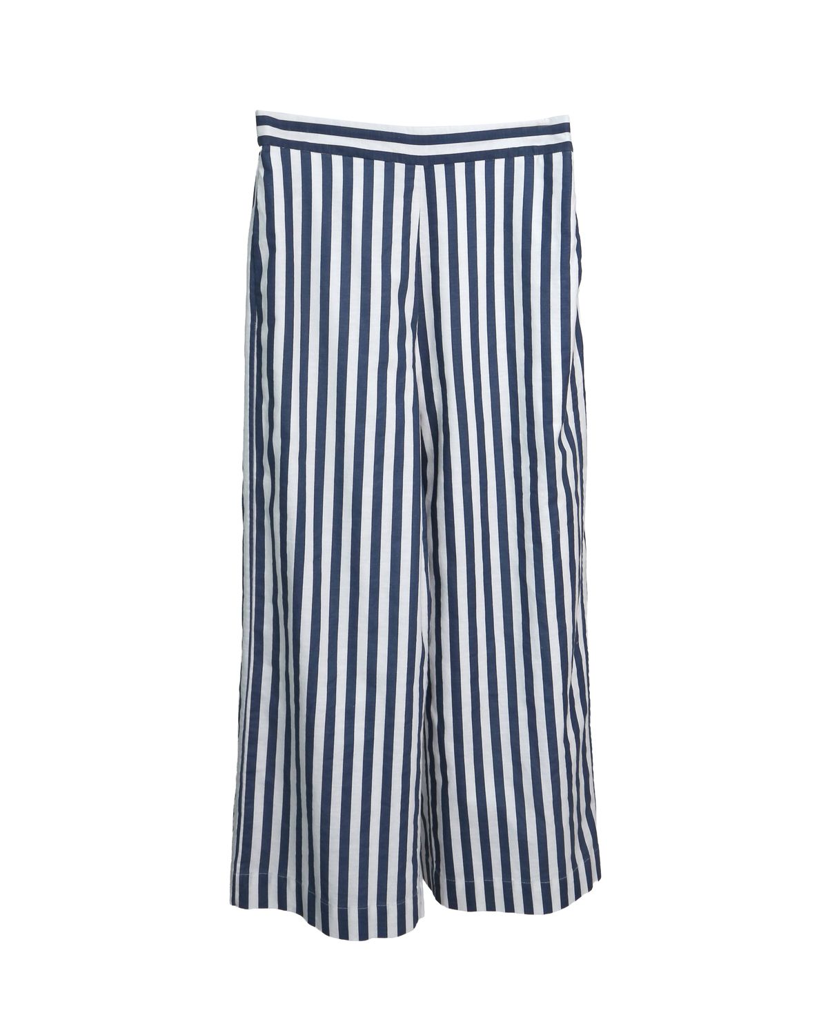STRIPED STRAIGHT LEG PANTS - NAVY/EGGSHELL