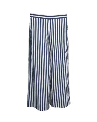 STRIPED STRAIGHT LEG PANTS - NAVY/EGGSHELL