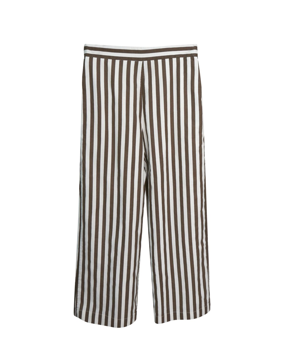 STRIPED STRAIGHT LEG PANTS - CACAO/EGGSHELL