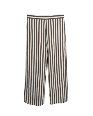 STRIPED STRAIGHT LEG PANTS - CACAO/EGGSHELL