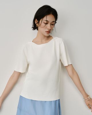 BUTTON DETAILED TOP - EGGSHELL
