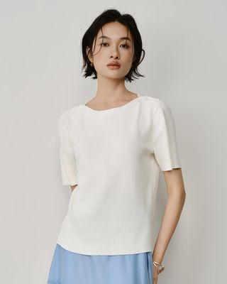 BUTTON DETAILED TOP - EGGSHELL