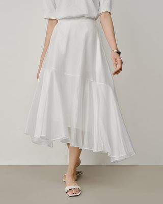 ASYMMETRIC HEM SKIRT - EGGSHELL
