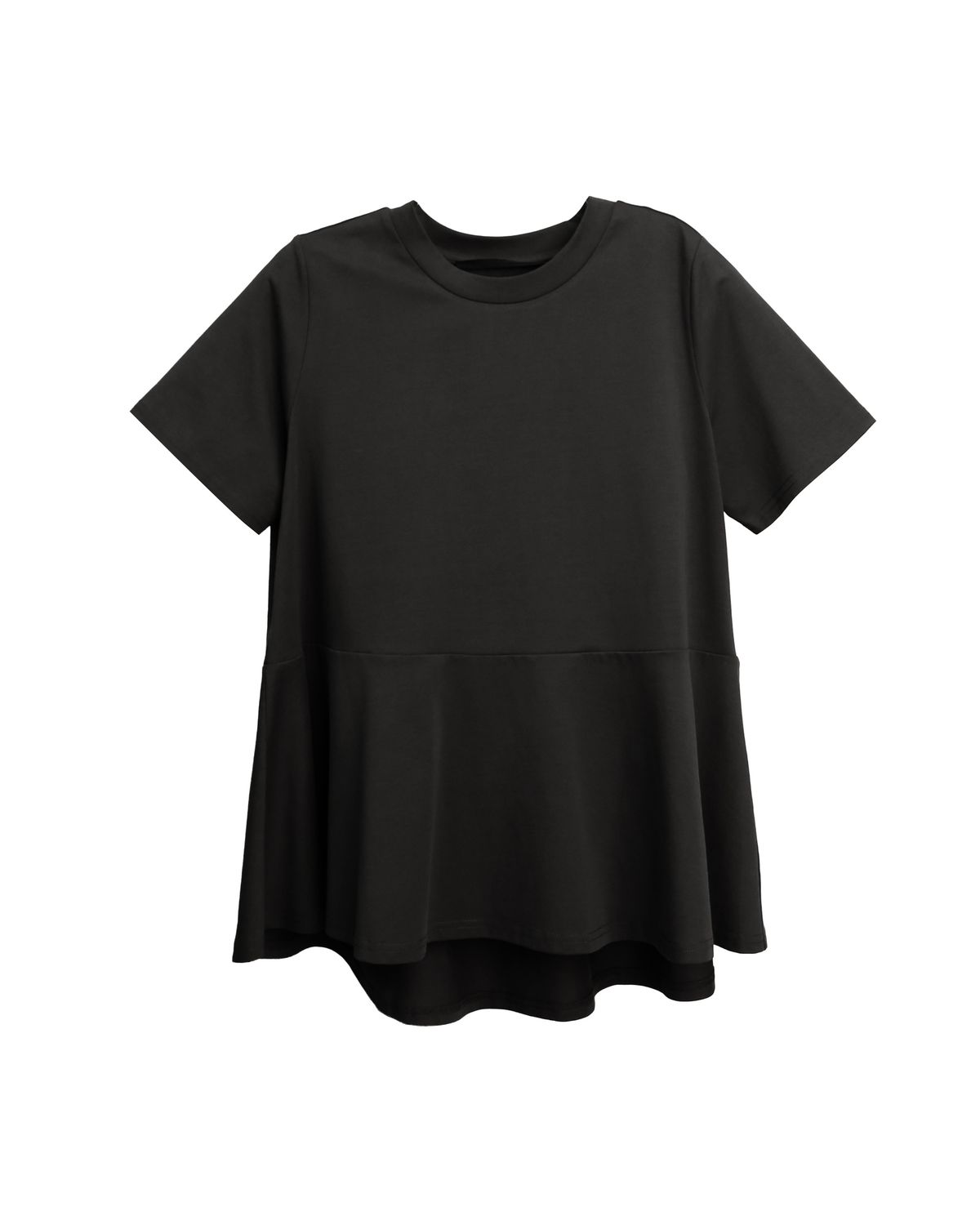 FLARE HEM T-SHIRT - BLACK