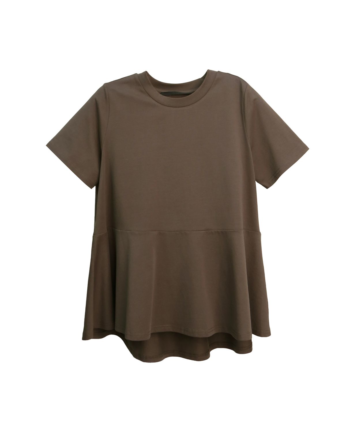 FLARE HEM T-SHIRT - CACAO