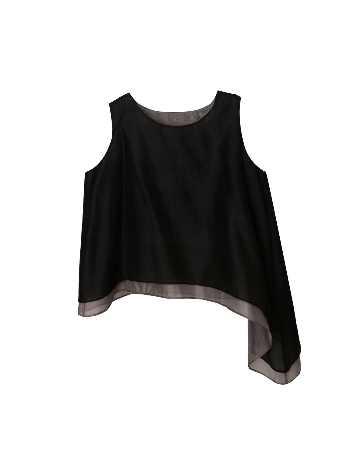 ASYMMETRIC HEM VEST - BLACK/ BEIGE