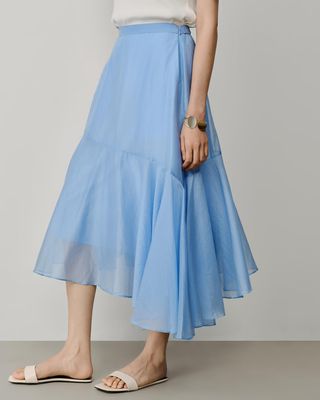 ASYMMETRIC HEM SKIRT - SKY