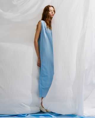 LAYERED DRESS - SKY / EGGSHELL