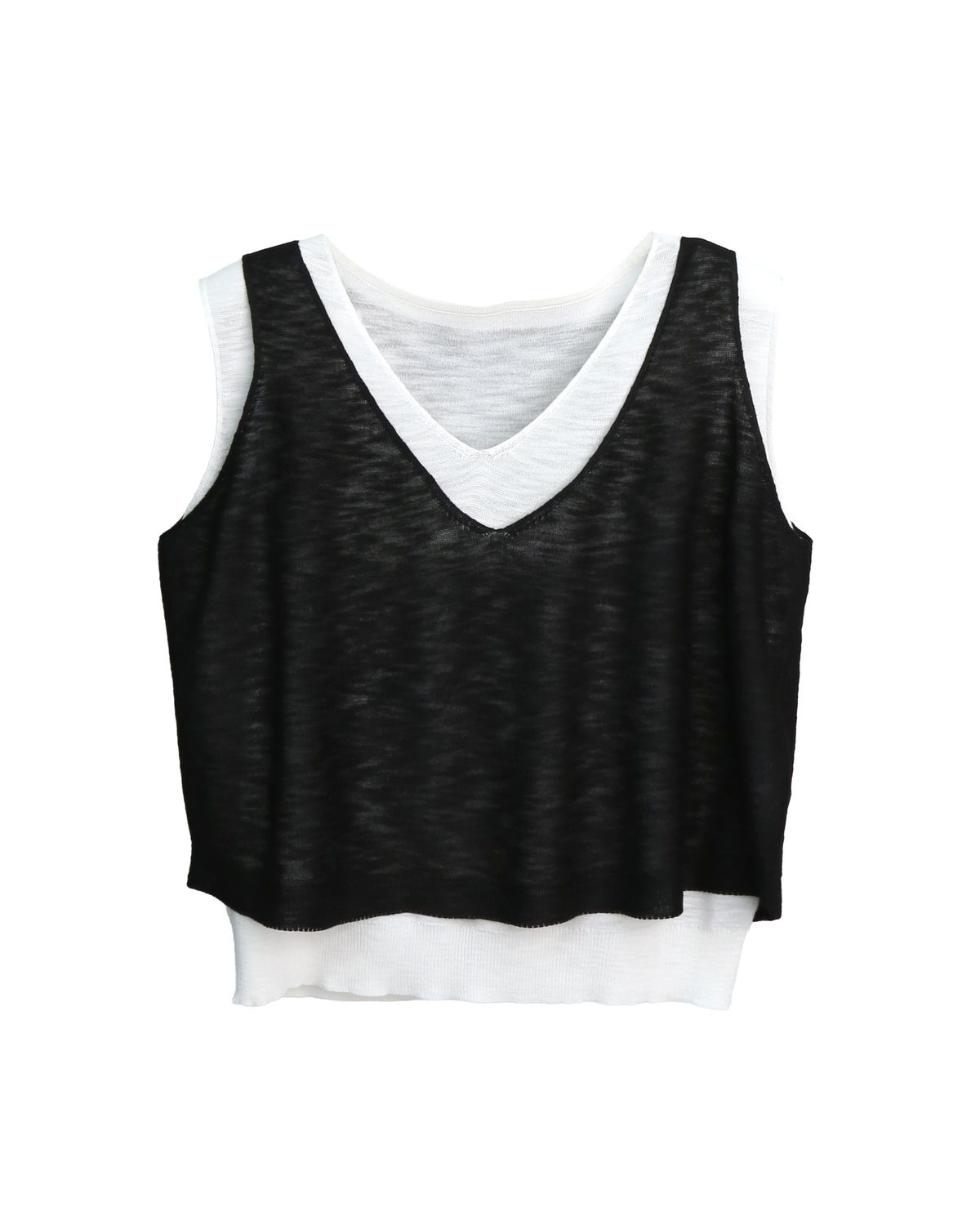 LAYERED VEST - BLACK/ ALMOND