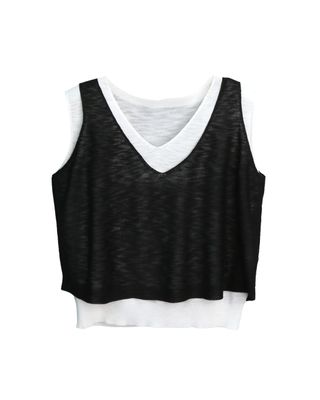 LAYERED VEST - BLACK/ ALMOND