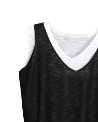 LAYERED VEST - BLACK/ ALMOND