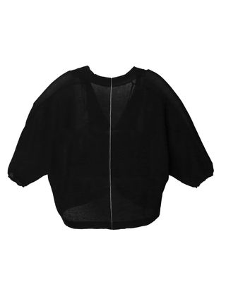 BATWING CARDIGAN - BLACK / EGGSHELL