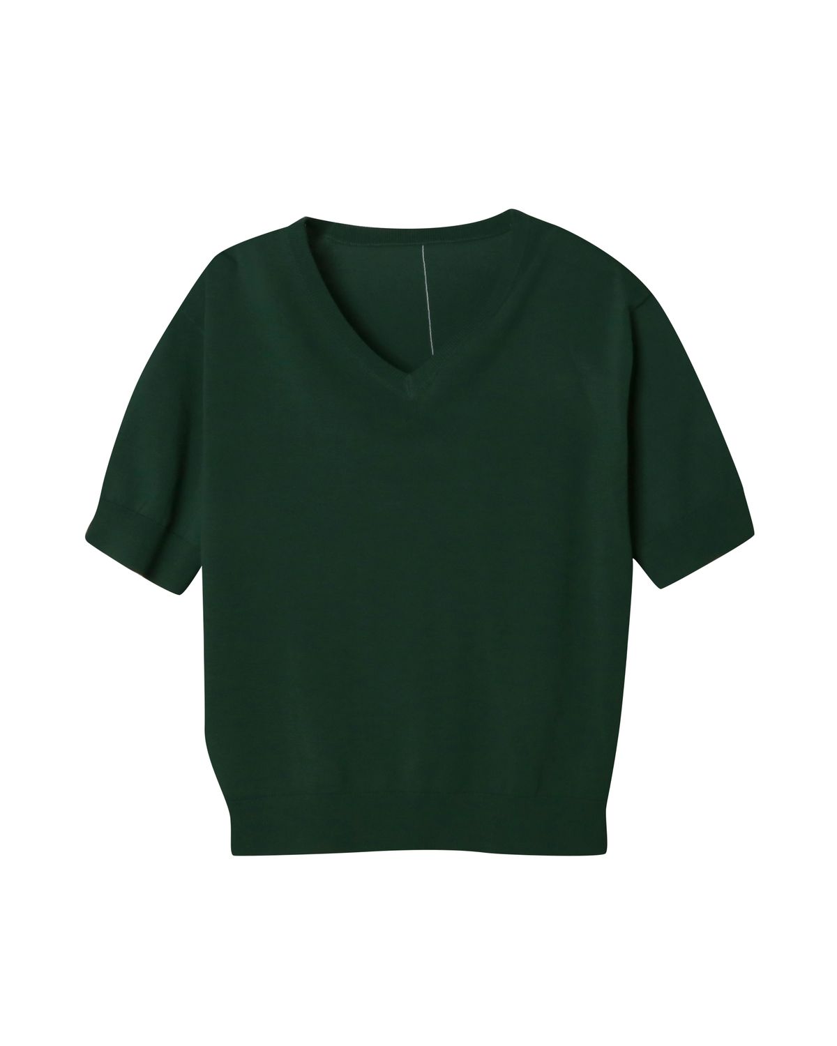 RIBBED HEM BACK SLIT TOP - EMERALD / EGGSHELL