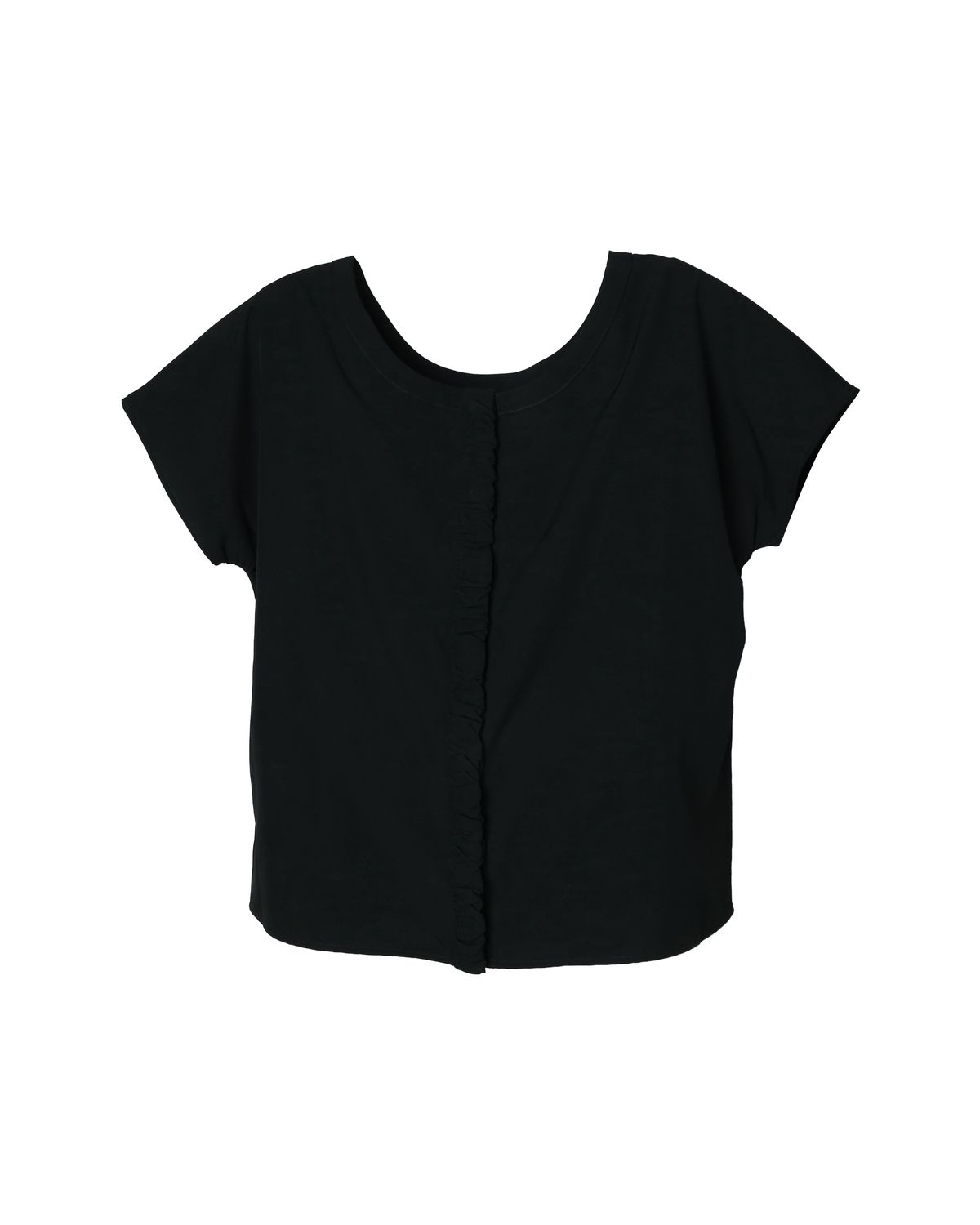 GATHERED DETAILED BOXY TOP - BLACK