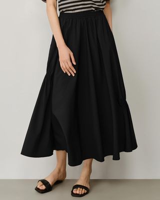 GATHERED DETAILED SKIRT - BLACK