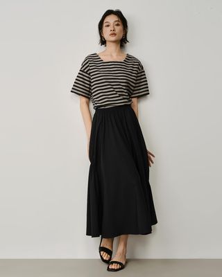 GATHERED DETAILED SKIRT - BLACK
