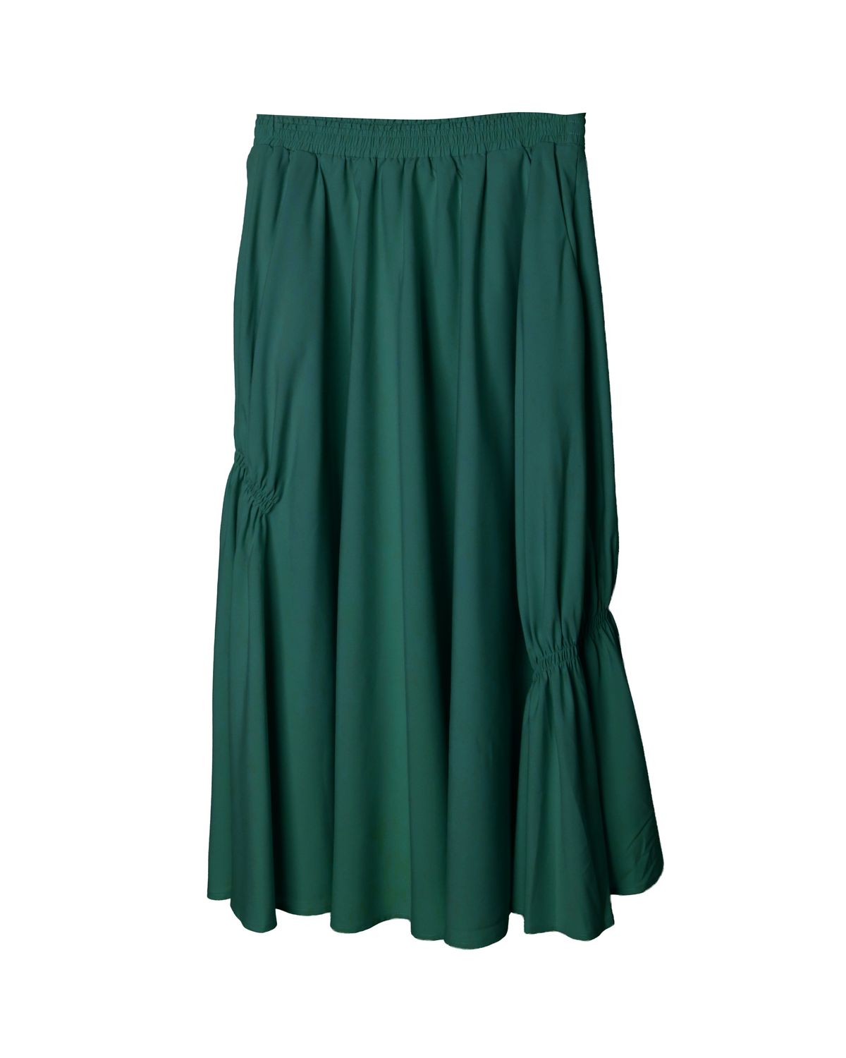 GATHERED DETAILED SKIRT - DARK GREEN
