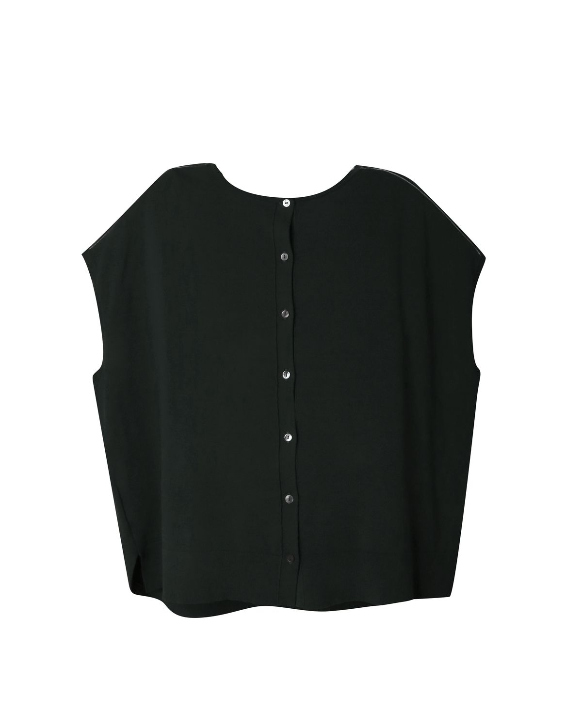 CURVED HEM TOP - BLACK / EGGSHELL