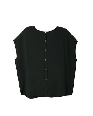 CURVED HEM TOP - BLACK / EGGSHELL