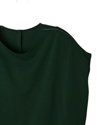 CURVED HEM TOP - EMERALD / EGGSHELL
