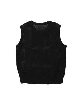 LINEN BLEND VEST - BLACK