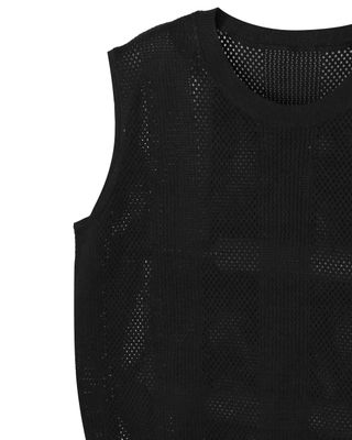 LINEN BLEND VEST - BLACK