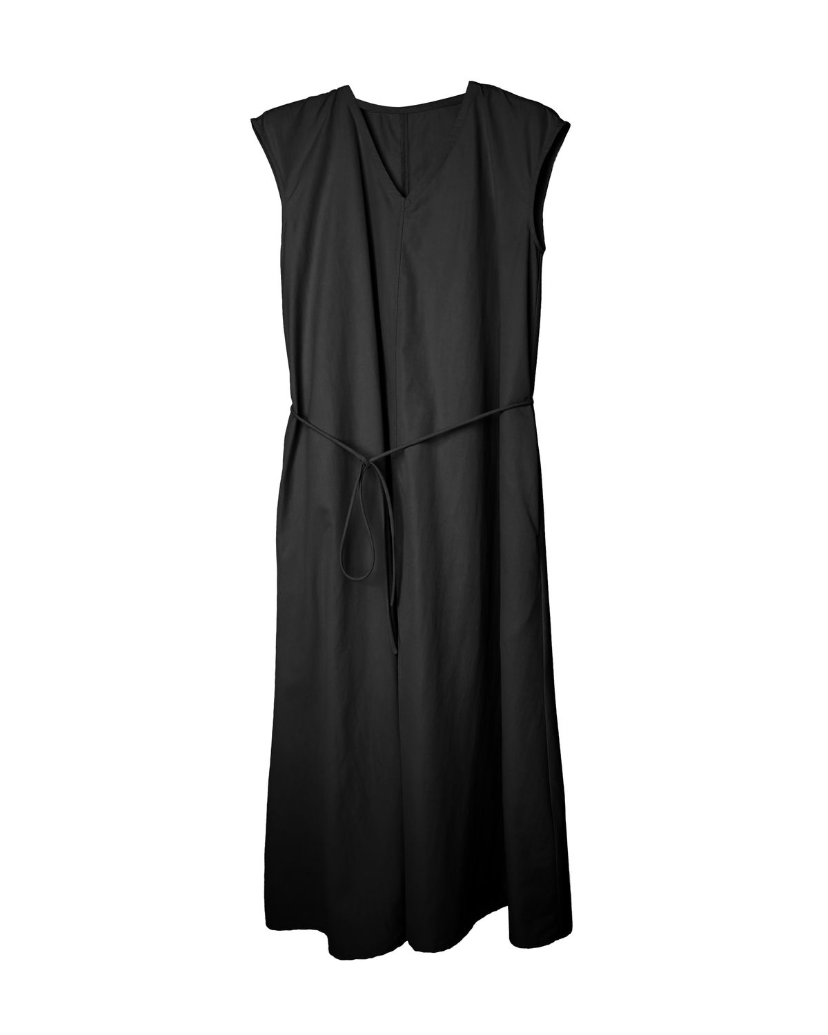 V-NECK SLEEVELESS DRESS - BLACK
