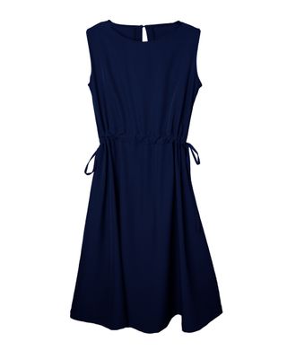 CROCHET SCARF SLEEVELESS DRESS - EBONY / EGGSHELL