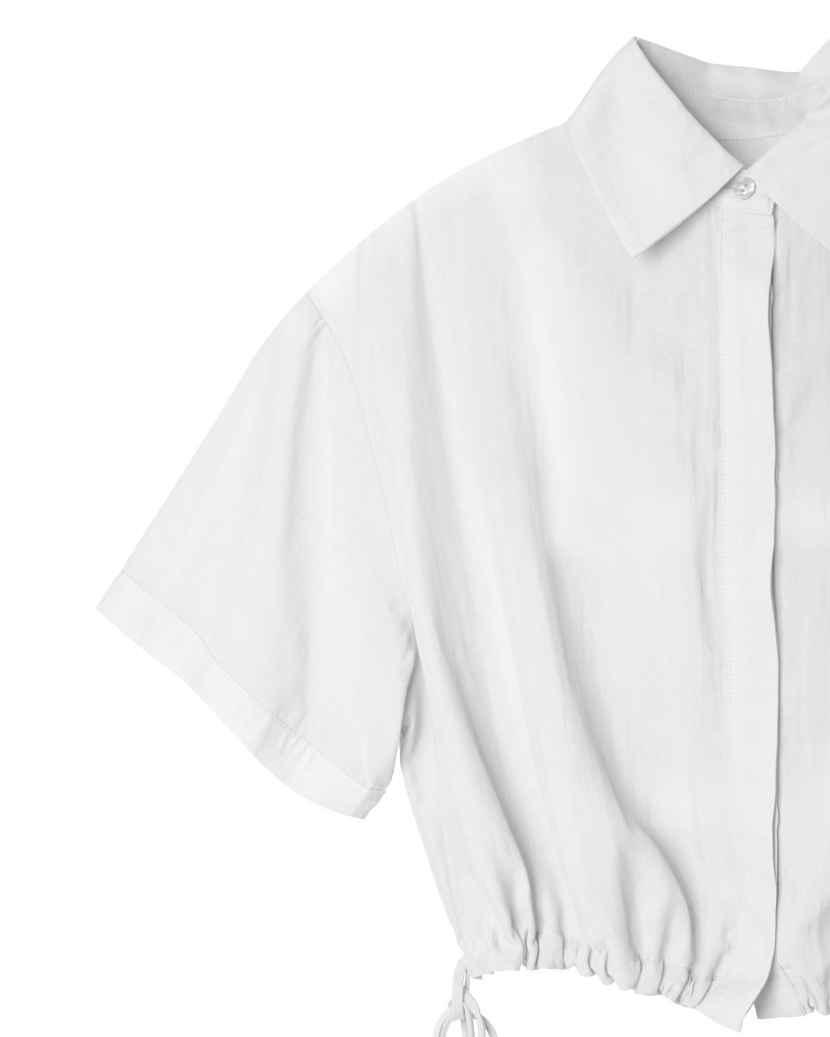 DRAWSTRING HEM SHIRT - EGGSHELL