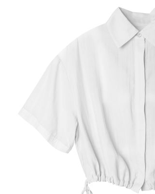 DRAWSTRING HEM SHIRT - EGGSHELL