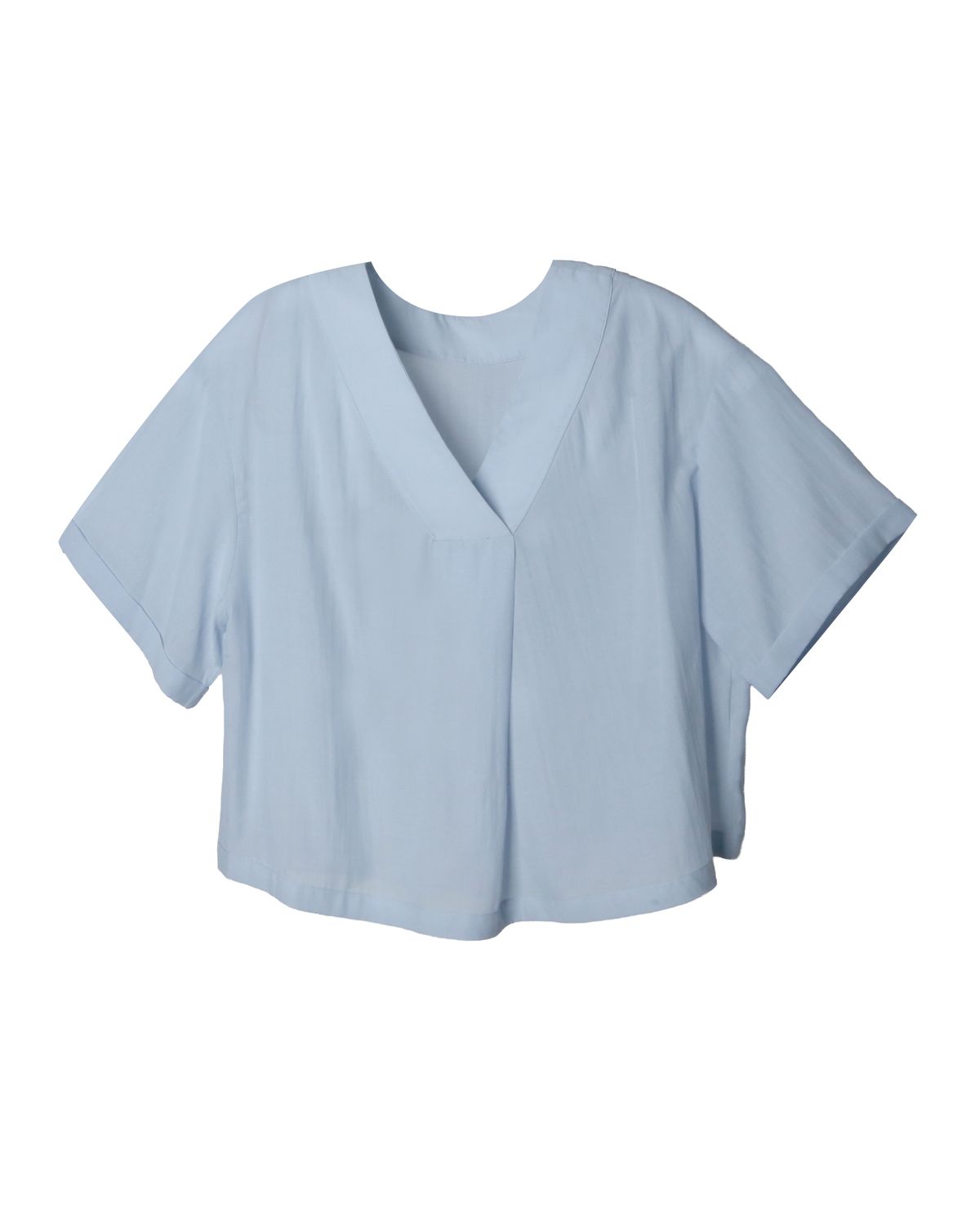 LIGHTWEIGHT V-NECK BLOUSE - SKY