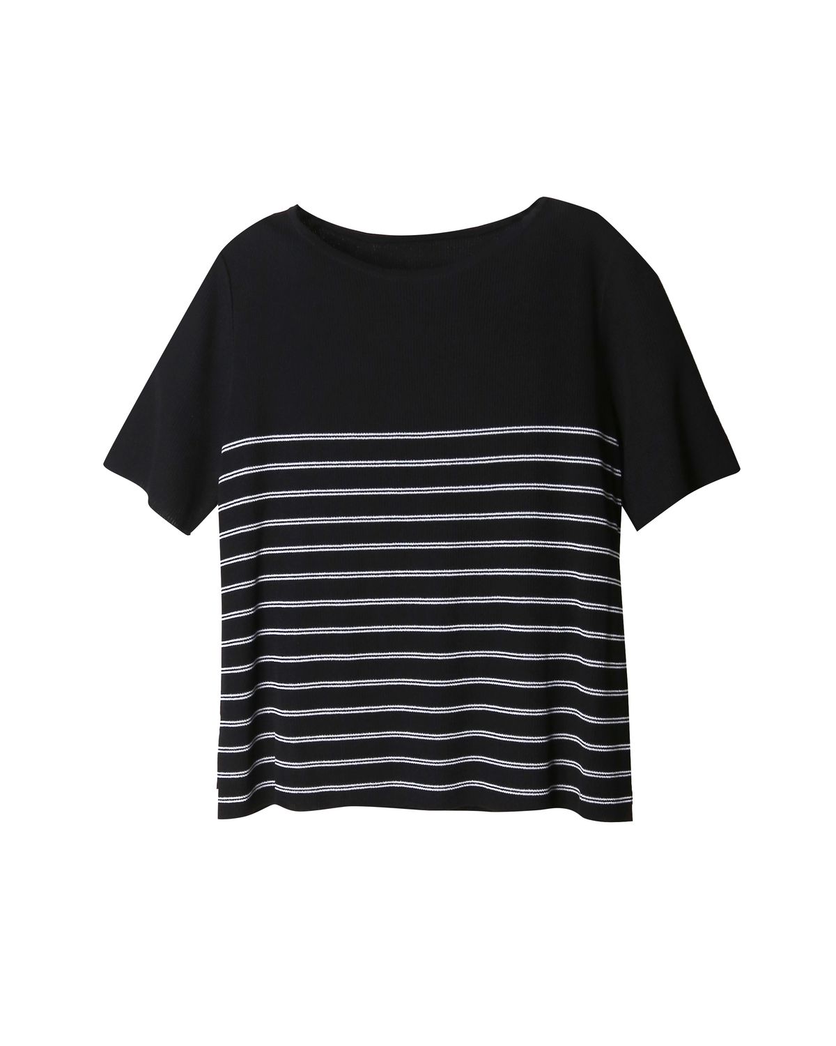 STRIPED KNIT TOP - BLACK/EGGSHELL