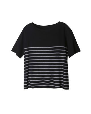 STRIPED KNIT TOP - BLACK/EGGSHELL
