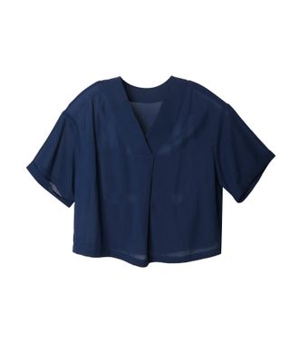 LIGHTWEIGHT V-NECK BLOUSE - SEA