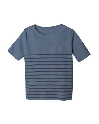 STRIPED KNIT TOP - LAKE/NAVY