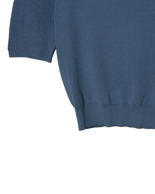 PUFF SLEEVES KNIT TOP - LAKE