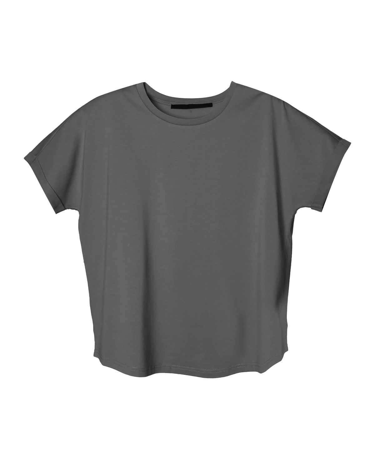ROLLED CUFFS T-SHIRT - DARK GREY