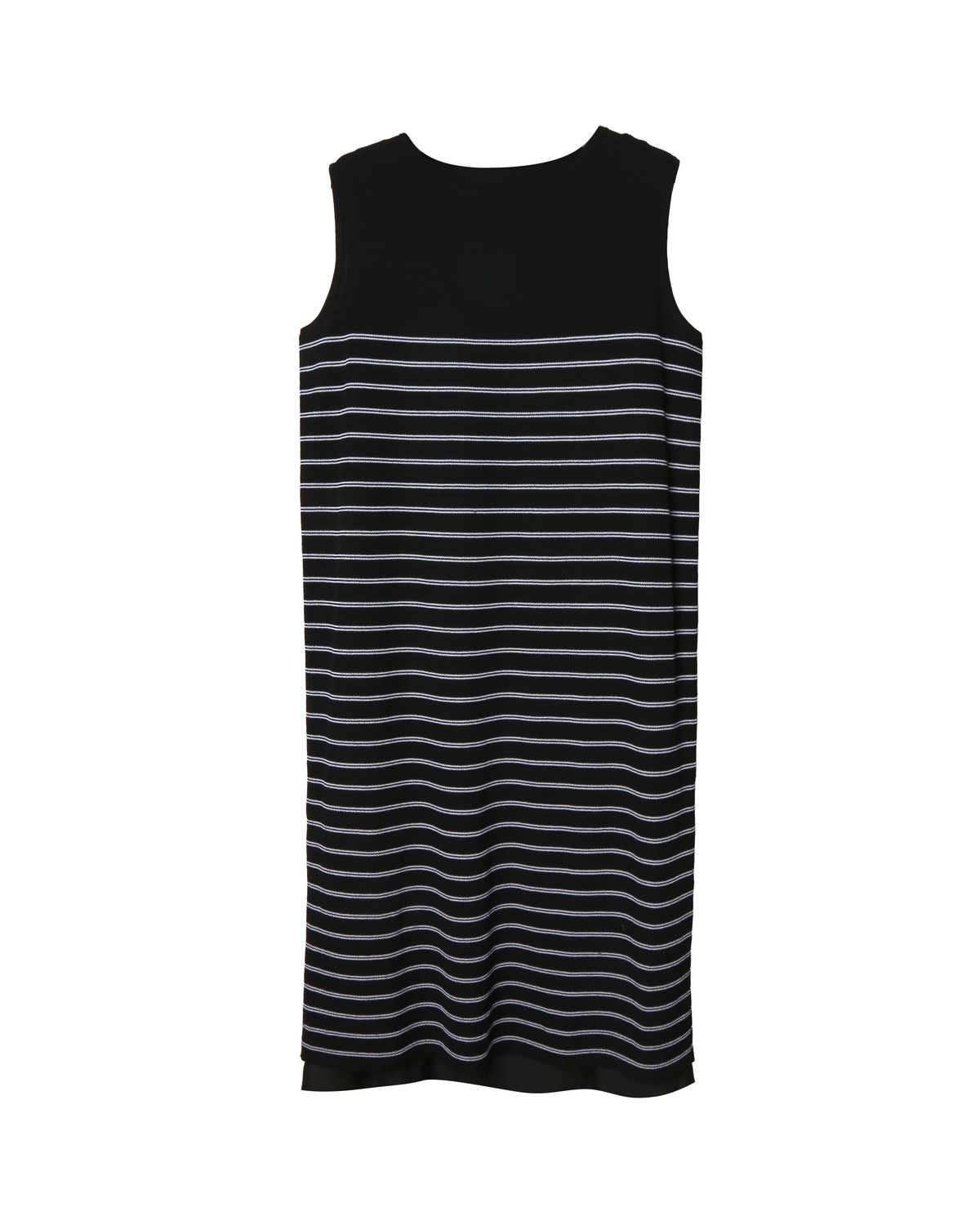 SLEEVELESS STRIPED DRESS - BLACK/EGGSHELL
