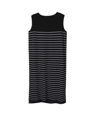 SLEEVELESS STRIPED DRESS - BLACK/EGGSHELL