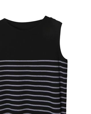 SLEEVELESS STRIPED DRESS - BLACK/EGGSHELL
